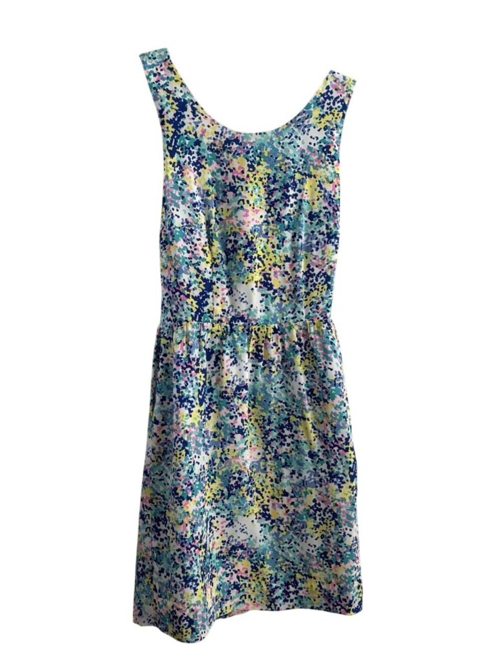 Britt Ryan Womn 4 Colorful Confetti Print Silk Sleeveless Criss Cross Back Dress